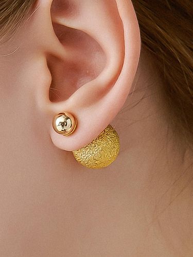 Sanding Golden Frontback Silver Earring le373 - UNI.J - Modalova