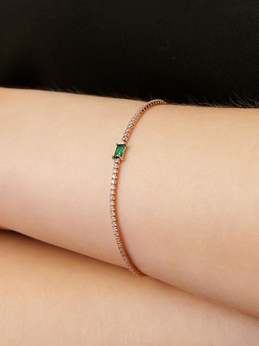 Silver 925] Green Rail Stone Silver Bracelet - UNI.J - Modalova