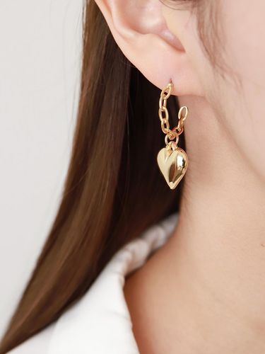 Gold Ring Heart Earring - Sophiamor - Modalova