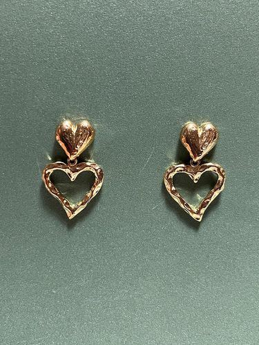 Two Gold Heart Earring - Sophiamor - Modalova