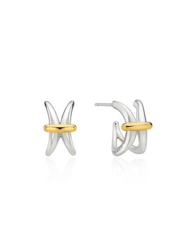 Hache Silver Combi (C) Hoop Earring - hyeres-lor - Modalova