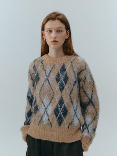 Argyle Wash Wool Knit (Beige) - LOVE US U - Modalova