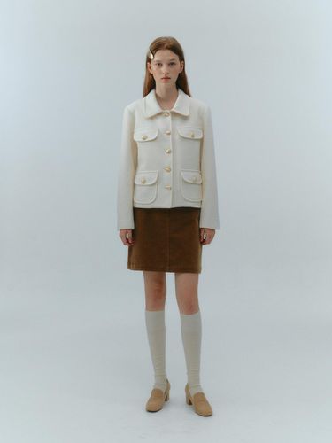 Tweed Cropped Wool-Blend Jacket [Beige] - LOVE US U - Modalova