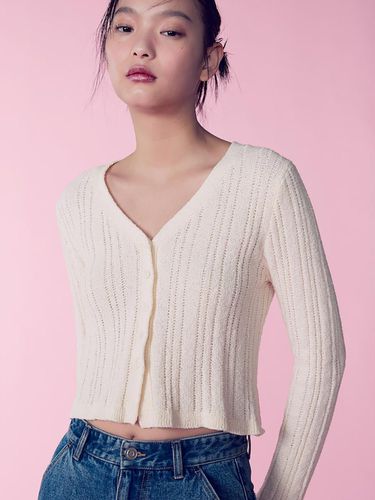 Flared Ribbed Knit Cardigan - kuho plus - Modalova