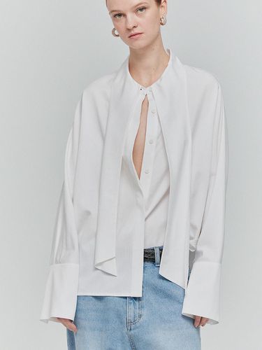 Oversized Soft Tie Shirt_White - L’H.A.S - Modalova