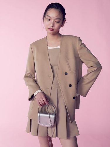 V-neck Collarless Jacket_Beige - kuho plus - Modalova