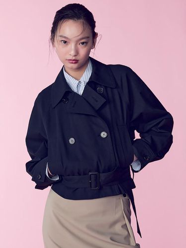 Belted Short Trench_Navy - kuho plus - Modalova