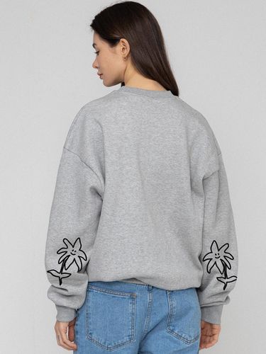 UNISEX] Elbow Two Line Drawing Flower Sweatshirt - GRAVER - Modalova