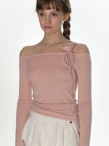 Rose String Off Shoulder Top_Pink - CRANK - Modalova