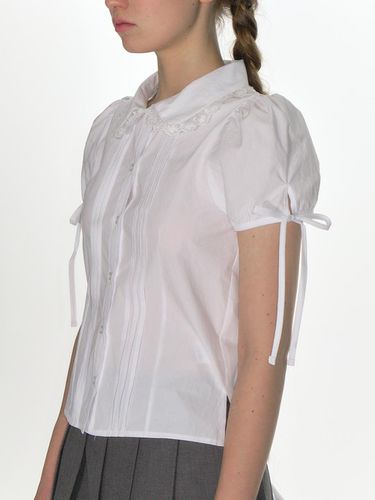 Pintuck Lace Collar Blouse_White - CRANK - Modalova