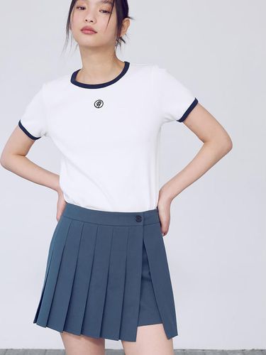 Pleated Short Skirt Pants_Ash Blue - kuho plus - Modalova