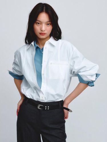 Line Point Semi Overfit Shirts_White - kuho plus - Modalova