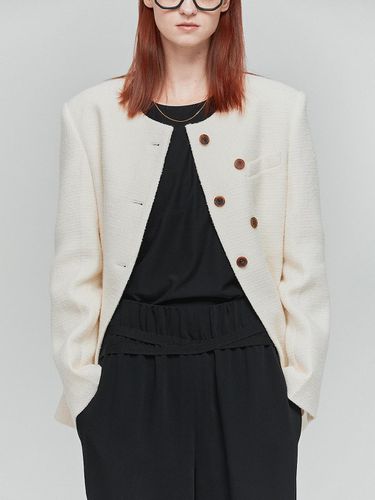 Round Neck Wool Tweed Jacket - L’H.A.S - Modalova