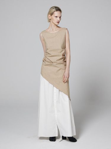 Linen Unbalanced Sleeveless Long Dress - MMAM - Modalova