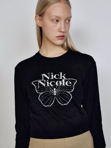 Cashmere Butterfly Signature Cropped Knit - NICK&NICOLE - Modalova