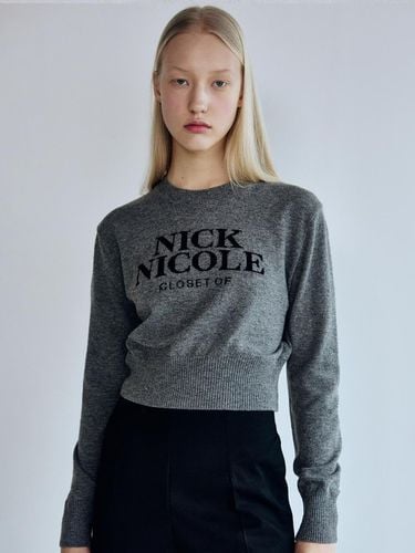 Cashmere Logo Cropped Jacquard Knit - NICK&NICOLE - Modalova