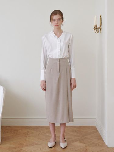 Side Tuck Long Skirt - Beige - bibyseob - Modalova