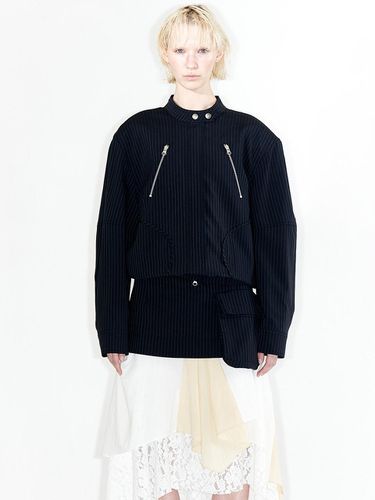 Square Neck Jacket (Navy) - OPEN YY - Modalova