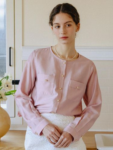 Silky Button Point Blouse_Rose - ANEDIT - Modalova