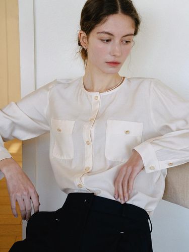 Silky Button Point Blouse - ANEDIT - Modalova