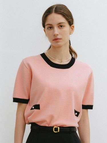 Rachel Classic Button Knit_Pink Black - ANEDIT - Modalova