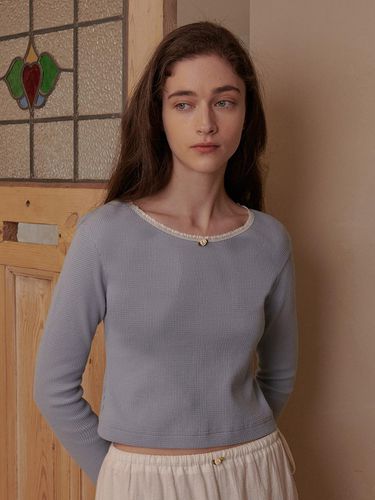 Rose Lace Trimmed Top - Blue - EYEYE - Modalova