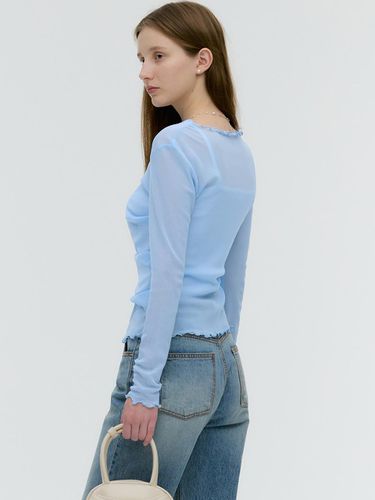 Side Shirred Mesh Long Sleeve - MONGDOL - Modalova