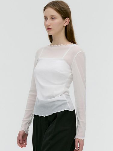 Side Shirred Mesh Long Sleeve - MONGDOL - Modalova