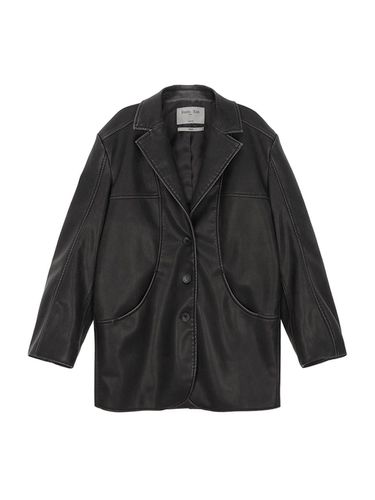 Washed Leather Single Breasted Jacket - Matin Kim - Modalova