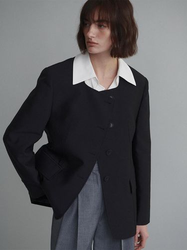 Square Neck Asymmetric Blazer SW4SJ664-24 - LOEUVRE - Modalova