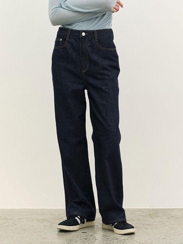 Long Straight Fit Denim Pants_Dark Blue - a.t.corner - Modalova