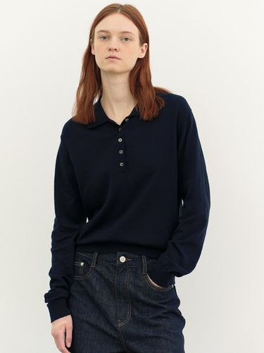 Collar Half Slit Pullover_Navy - a.t.corner - Modalova