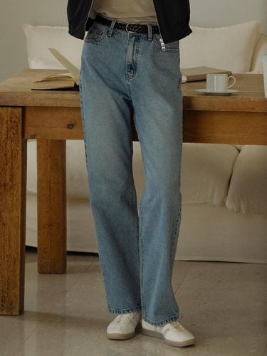 Premium Ring Yarn Straight Denim Pants_Blue - TILLIDIE - Modalova