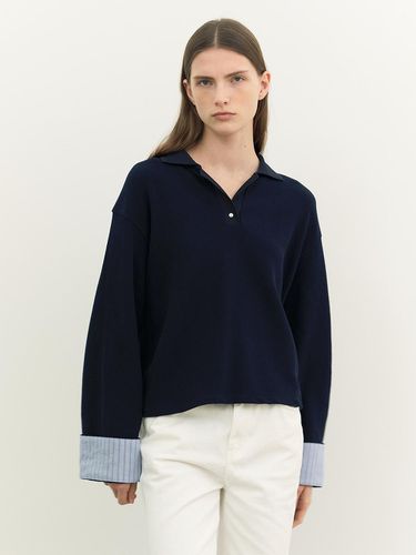 Solid Cropped T-shirt_Navy - a.t.corner - Modalova