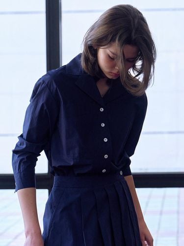 Pocket Point Open Collar Shirt_Navy - a.t.corner - Modalova