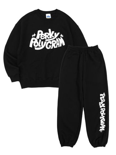 Perky Cloud Sweatshirt Pant Set - Black - POLYGRAM - Modalova