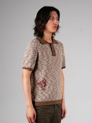 Lake Reflection Collar Short Sleeve Knit Top_Brown - IOEDLE - Modalova