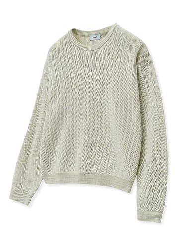 Oversized Crochet Long Sleeve Knit Sweater_Green - TNGT - Modalova