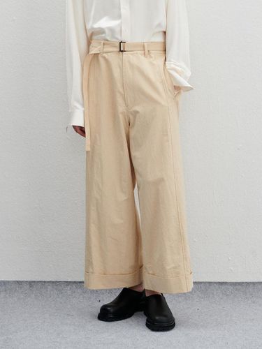 Set] Wide Turn Up Belt Pant - lemalere - Modalova