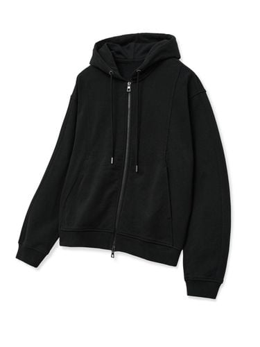 Oversized Cutting Hoodie Zip Up_Black - TNGT - Modalova