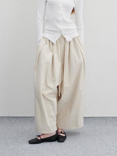 Pleated Wrinkle Elastic Band Wide Pant - lemalere - Modalova