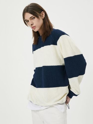 Oversized Terry Stripe Boucle Sweatshirt_Navy - TNGT - Modalova