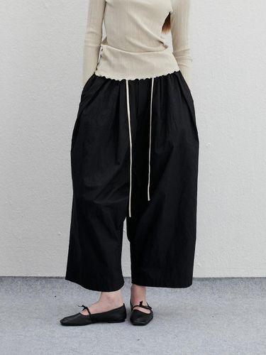 Pleated Wrinkle Elastic Band Wide Pant - lemalere - Modalova