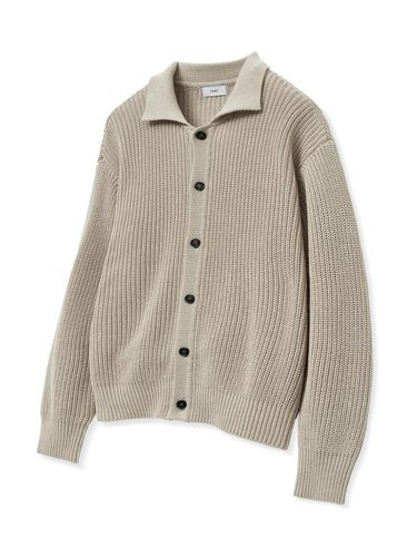 Semi Oversized Collar Cardigan_Beige - TNGT - Modalova