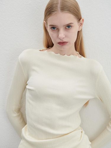 Half Turtleneck Ribbed Long Sleeves T-Shirt - lemalere - Modalova