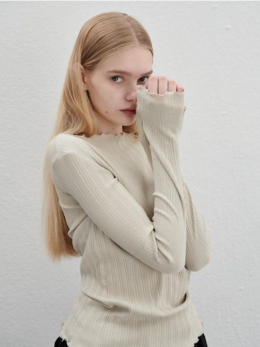 Half Turtleneck Ribbed Long Sleeves T-Shirt - lemalere - Modalova