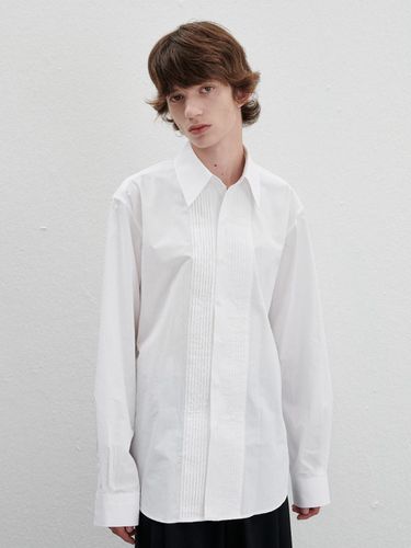 Tuxedo Pleats Shirt - White - lemalere - Modalova