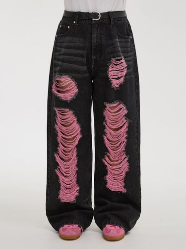 Color Distressed Denim Pant - Black - WAIKEI - Modalova