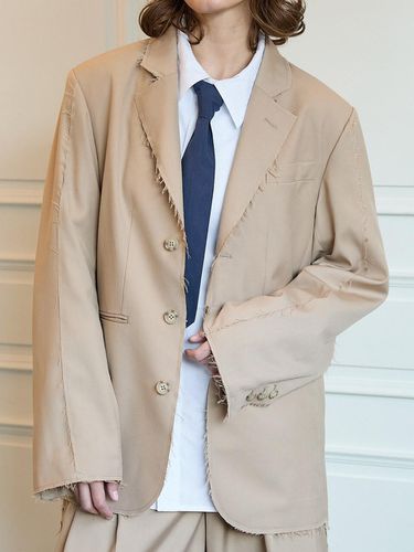 Oversized Raw-Edge Blazer Beige - WAIKEI - Modalova