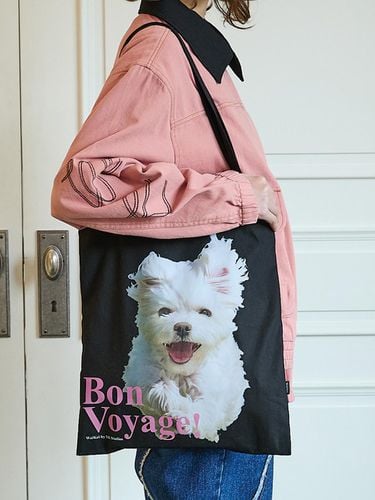 Bon Voyage Maltese Tote Bag - Black - WAIKEI - Modalova